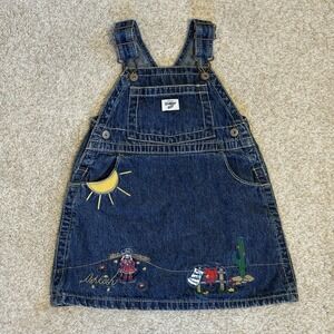 OshKosh B'gosh Vestbak Overall Dress Girls Size 24 Months Western Embroidered